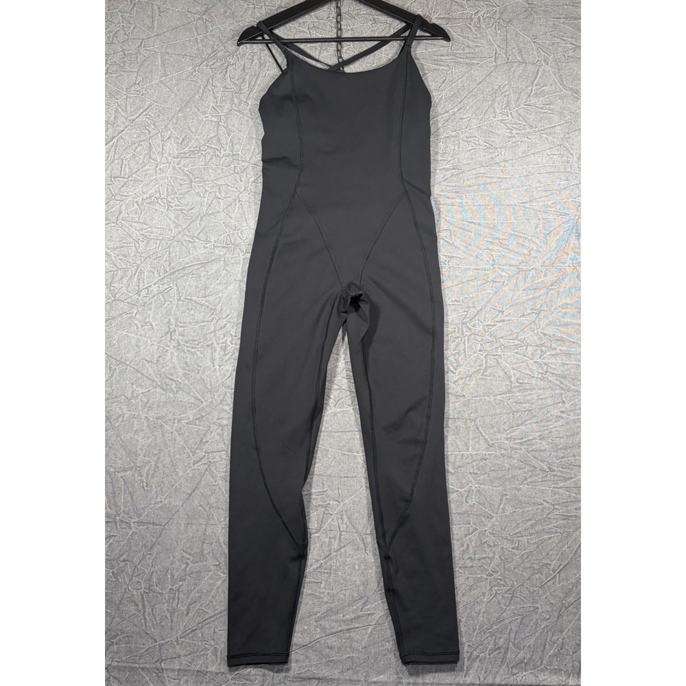 Savage X Fenty Jumpsuit Women M Black Sport Activewear Strappy Open Back